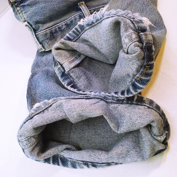 2013 Urban Pipeline UP Denim Jeans Men-38x30 Baggy Wide-Leg Faded Fray Hem Flaws - Picture 11 of 11